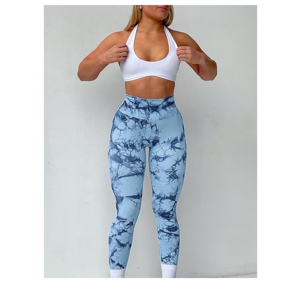 EUC bundle of 2 Blue and burgundy Tie-Dye Workout Leggings for Women